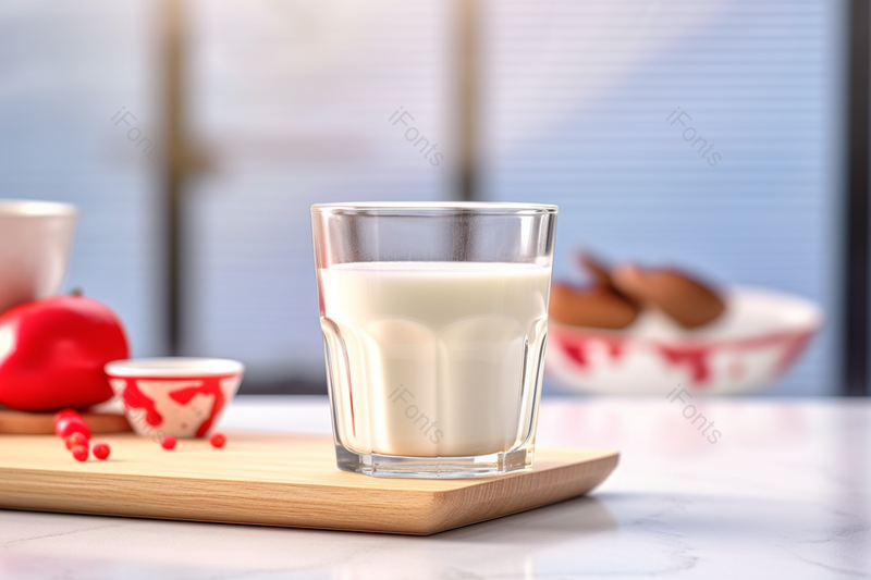 厨房里放置的牛奶饮料当早餐,高清,摄影图,摄影图片,图片大全,摄影图免费下载